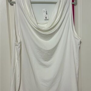 Chic White Drape Scoop Neck Blouse